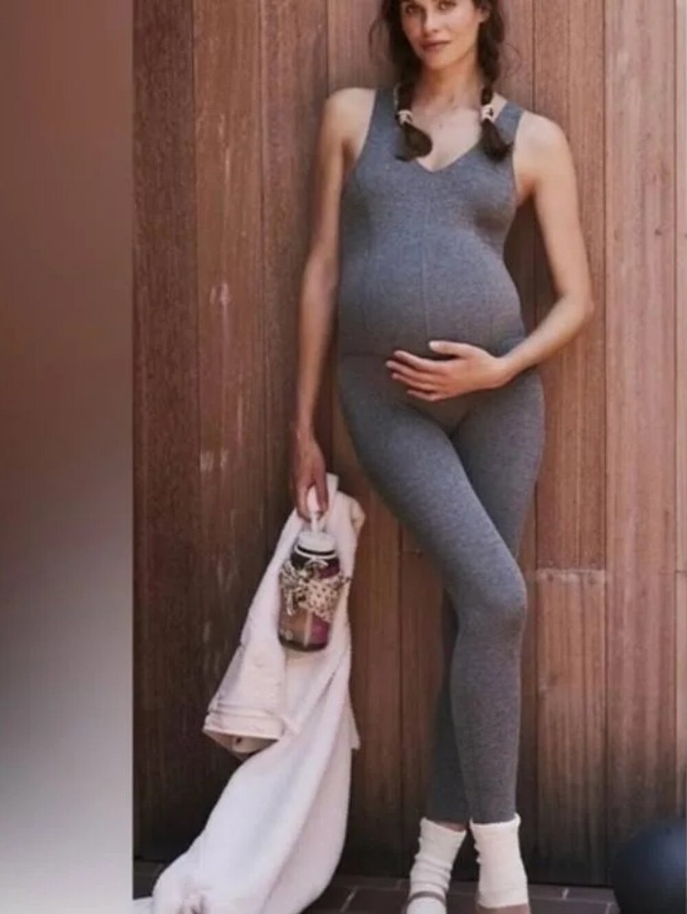 Free People X Hatch Maternity Never Better Onesie Jumpsuit Black Heather S NWT
